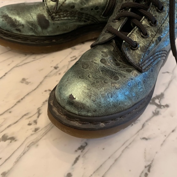 Dr Martens Green Metallic Boots 5 - Picture 3 of 11